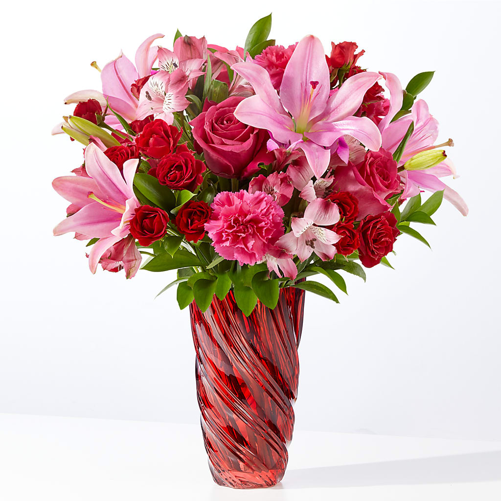 In Love Bouquet with Luxe Swirl Vase – The Flower Basket, Hickory NC