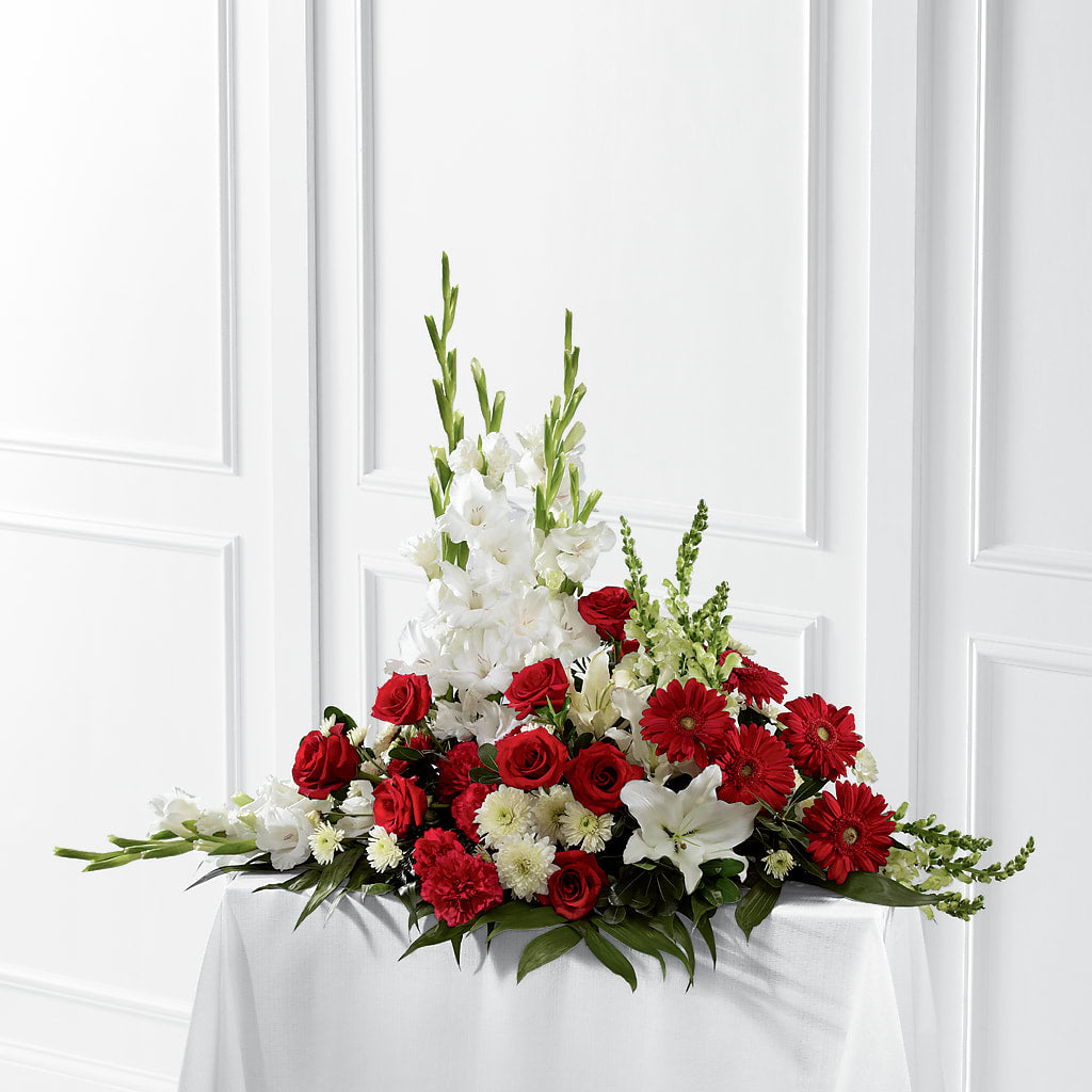 Crimson & White Arrangement – The Flower Basket, Hickory NC