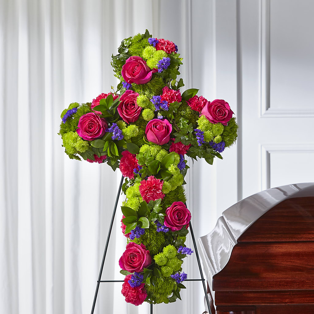 Tribute Rose Floral Cross – The Flower Basket, Hickory NC