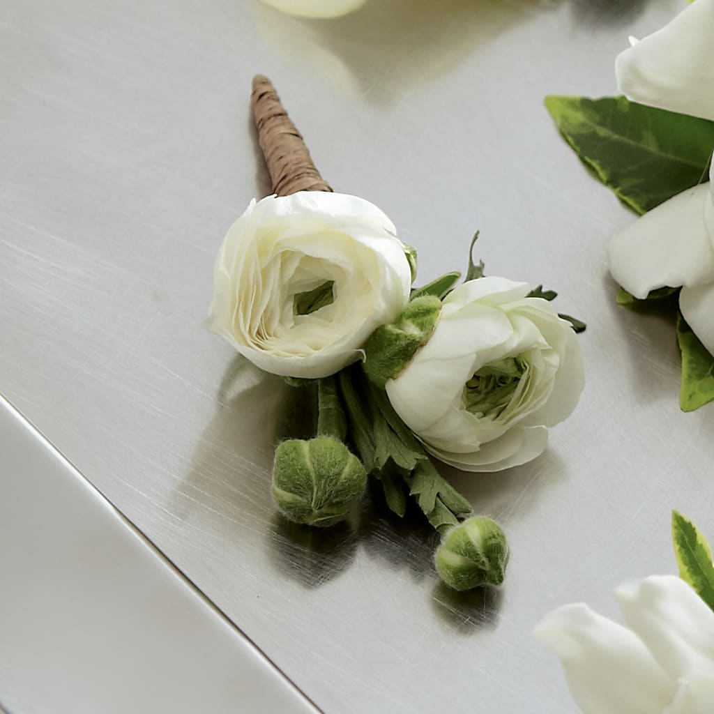 White Ranunculus Boutonniere – The Flower Basket, Hickory NC
