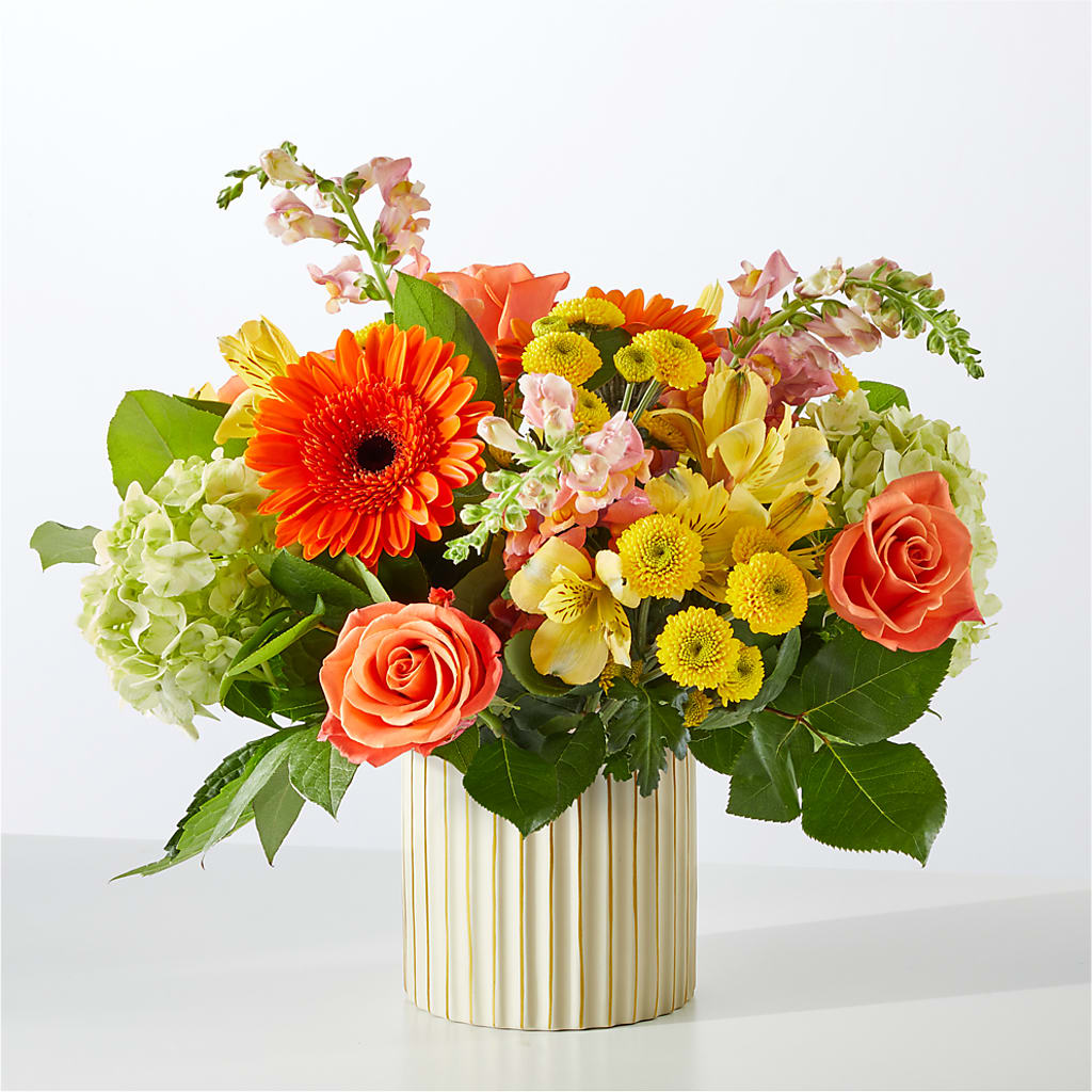 Autumn Sunshine Bouquet with Ivory Vase –  The Flower Basket, Hickory NC
