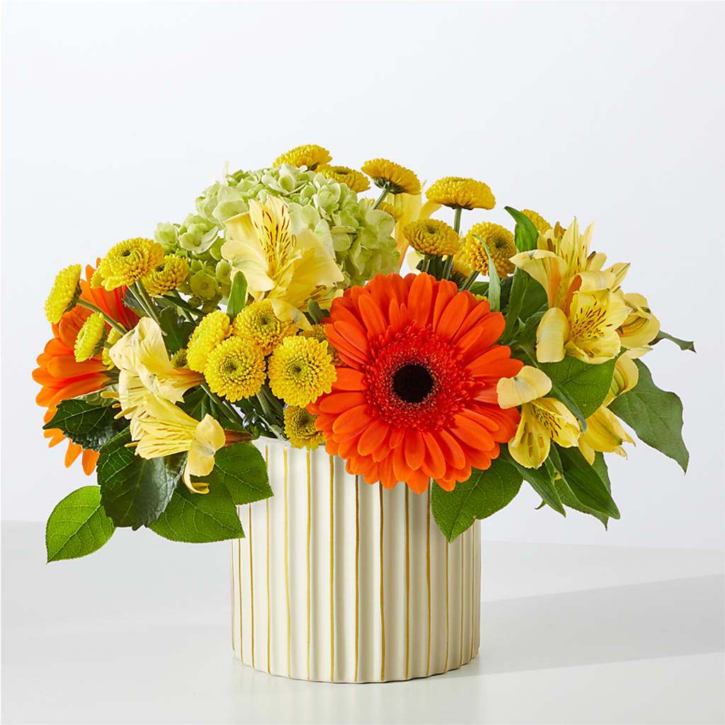 Autumn Sunshine Bouquet with Ivory Vase –  The Flower Basket, Hickory NC