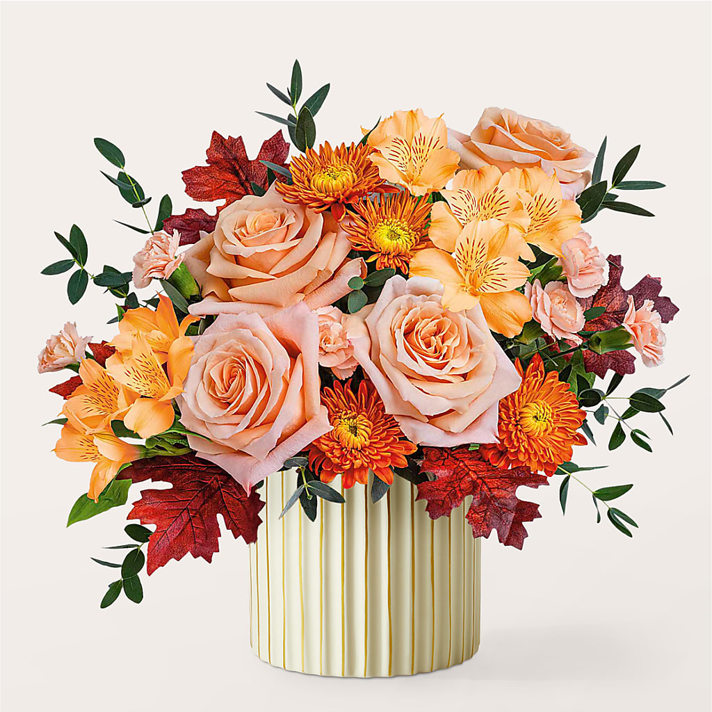 Spiced Latte Bouquet with Ivory Vase –  The Flower Basket, Hickory NC