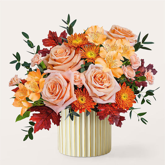 Spiced Latte Bouquet with Ivory Vase –  The Flower Basket, Hickory NC