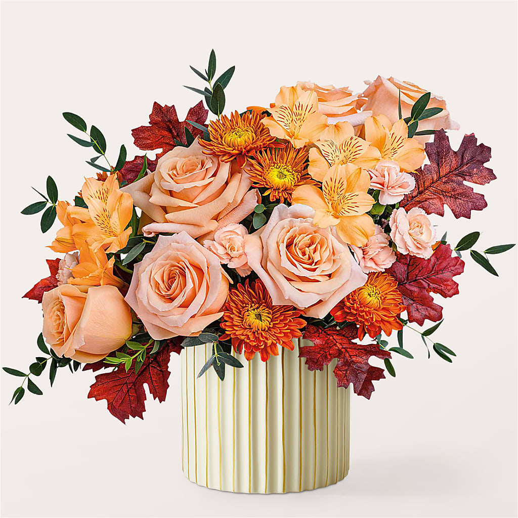 Spiced Latte Bouquet with Ivory Vase –  The Flower Basket, Hickory NC