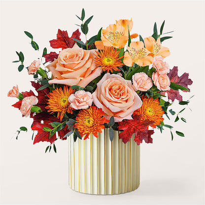 Spiced Latte Bouquet with Ivory Vase –  The Flower Basket, Hickory NC