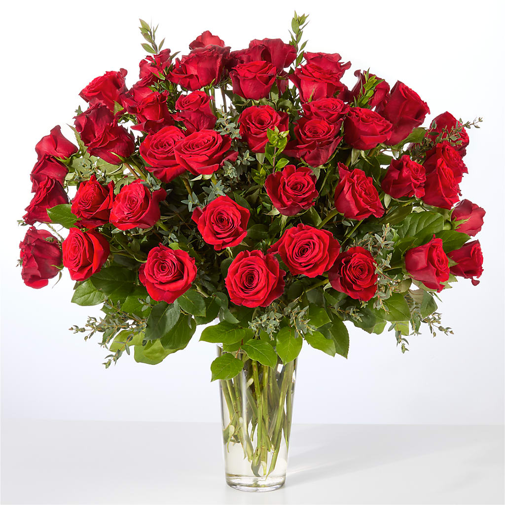Forever Yours Fifty Stem Red Rose Bouquet –  The Flower Basket, Hickory NC